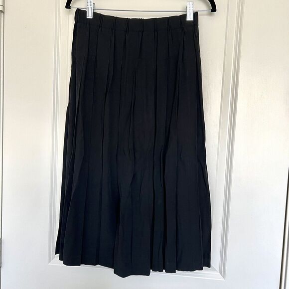 Jennifer Reed Concept Women Size Medium Solid Black Pleated Skirt A Line Modest - Picture 2 of 11